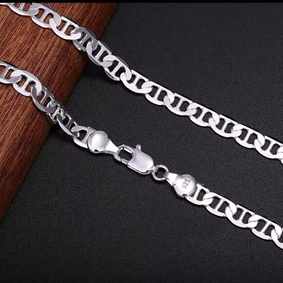 925 Sterling Silver Necklace Mariners Chain 6mm Vintage Fashion Birthday Gift